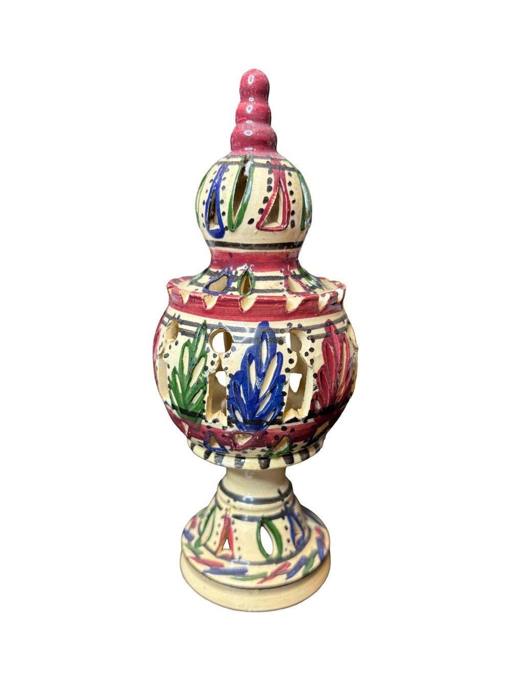 Hand-Painted Decorative Ceramic Incense Holder - Multicolor